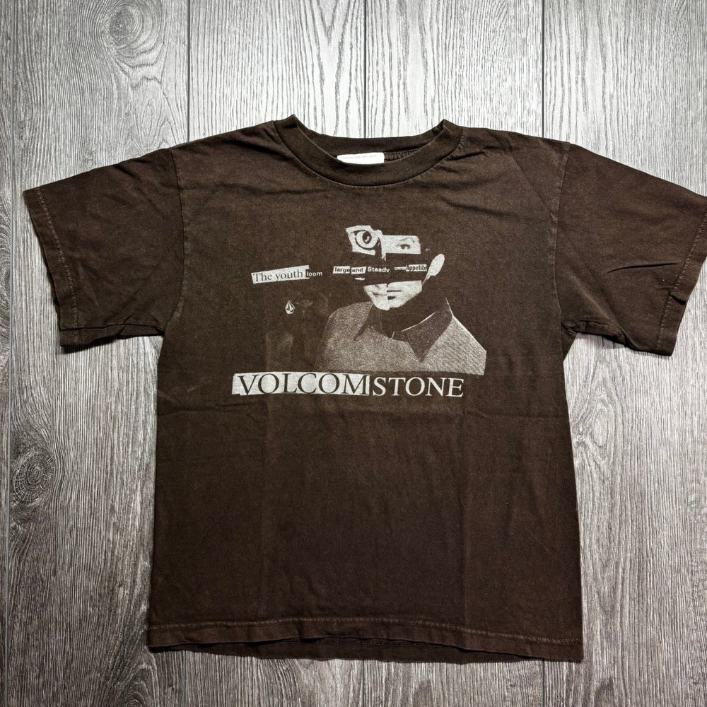 Volcom Stone Brown Medium Graphic T-Shirt Y2K Baby Tee Skater Vintage
